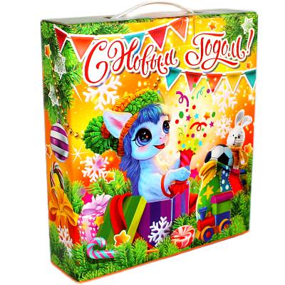 Детский новогодний подарок в картонной упаковке весом 1000 грамм